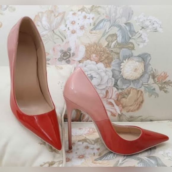 Shoes - Brand New Size 7.5 Red Pink Gradient 12.5cm Slender Heel Shoes
